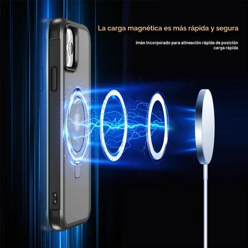 Vista 3 de SKYLMW - Funda compatible con iPhone 11 de 6.1 pulgadas, con soporte magnético invisible tipo anillo, funda translúcida de grado militar, compatible