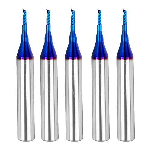 Vista 5 de Fresa de extremo CNC de carburo sólido con corte en O, diámetro de corte de 1/4 de pulgada, extra largo, 3 brocas individuales de 0 flautas