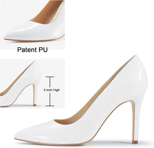 Vista 3 de JENN ARDOR Zapatos de tacón alto para mujer, con punta cerrada, de aguja, clásico, para oficina, boda, boda, sexy, para baile de graduación