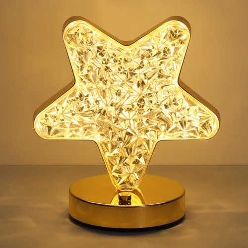 Vista 13 de Lewondr Ramadan Crescent Moon Table Lamp, 3 Way Dimmable Touch Lamp, Gold