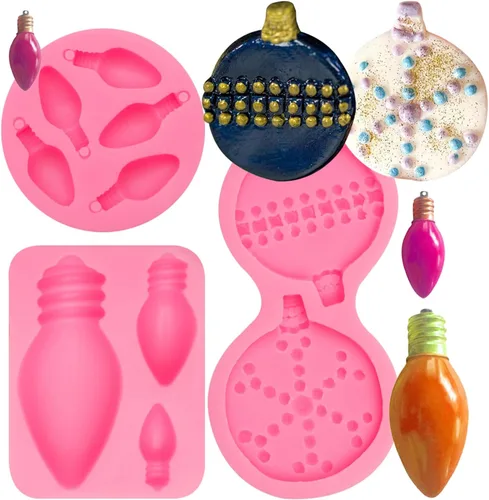 Vista 11 de Moldes de Navidad para fondant, 3 paquetes de moldes pequeños de silicona para decoración de pasteles, adornos de cupcakes, pasta de goma