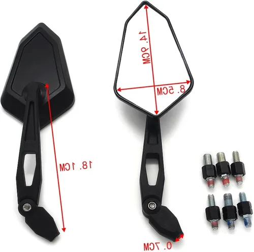 Vista 2 de motorcycle rearview mirror For Kawasaki Z1000 ZRX400 ZRX1100 ZRX1200 KLE650 For V-ersys 650/1000 KLV1000 ER650 ER-6N Z900 Z650,Motorcycle Mirror Side