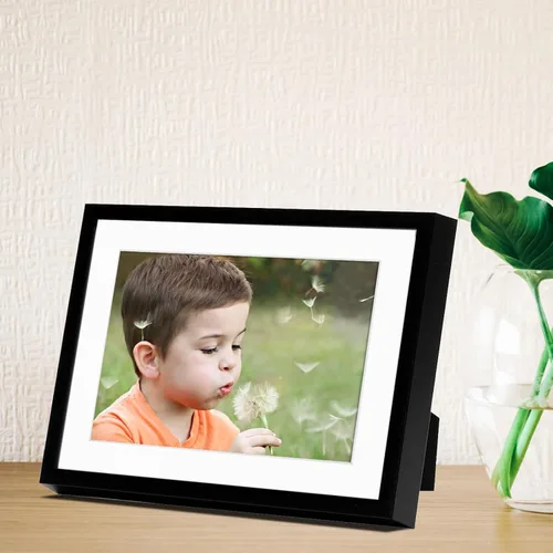Vista 4 de Frametory, Portarretratos de aluminio negro de 5 x 7 pulgadas, juego de 2, ideal para mostrar fotos de 4 x 6 con paspartú o de 5 x 7 pulgadas sin
