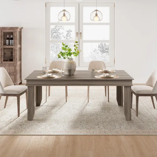 Vista 24 de GarveeHome Farmhouse - Mesa de comedor para 4-6 personas, mesas de cocina de 63 pulgadas de largo