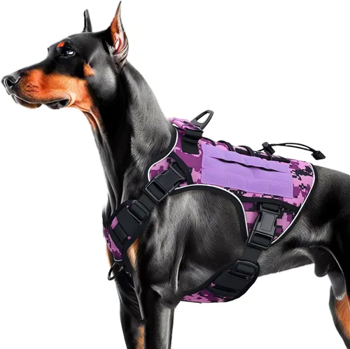 Vista 64 de Arnés táctico para perros grandes, chaleco reflectante ajustable sin tirones con sistema Molle, control de grado militar K9 para entrenamiento