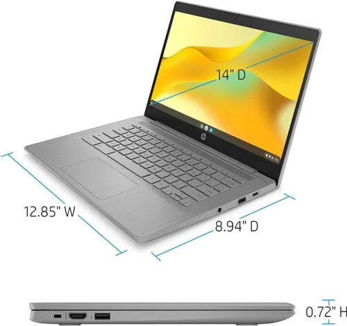 Vista 5 de Laptop HP 2023 Chromebook, pantalla de 14 pulgadas, procesador Intel Celeron N4120, 4 GB RAM, 64 GB eMMC, Intel UHD Graphics 600, WiFi, Bluetooth