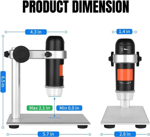 Vista 7 de Microscopio digital USB con polarizador, microscopio digital de moneda de mano de 5 MP con soporte de metal compatible con Windows y MacBook