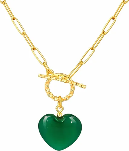 Vista 11 de Gempires Collar de corazón de gemas con cierre frontal para mujer con cadena de clip dorado, joyería con cierre de palanca para mujer, regalo