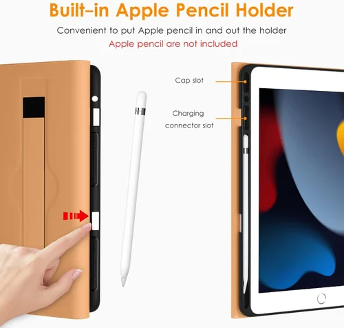 Vista 4 de DTTO Funda para iPad de 9ª/8ª/7ª Generación de 10.2 Pulgadas 2021/2020/2019, Funda de Soporte Folio Empresarial de Cuero Premium con Soporte