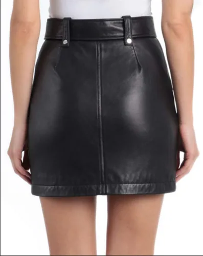 Vista 2 de Minifalda Moto Biker Piel Negra
