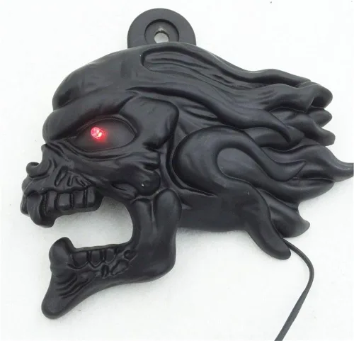 Vista 6 de MT246-009-A- Cubierta negra para bocina de cabeza de viento de Ghost Head Compatible con Harley-Davidson de 1992 en adelante con montaje lateral