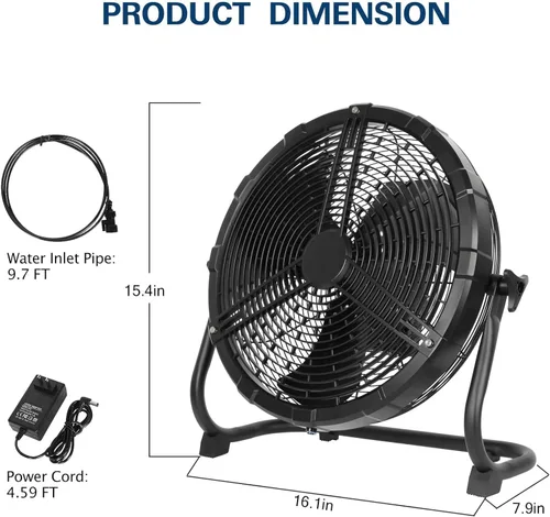 Vista 6 de BILT HARD Ventilador de nebulización portátil para exteriores de 12 pulgadas, ventilador de nebulización con batería desmontable de 15600 mAh