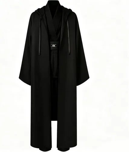 Vista 7 de Disfraz de túnica con capucha para hombre, uniforme completo, disfraz de Halloween, cosplay, capa para adultos Blanco