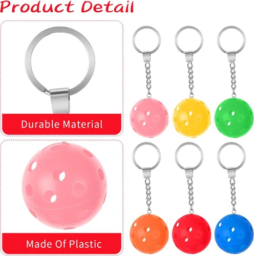Vista 3 de 6Pcs Gifts for Pickleball Lovers Pickleball Ornament Pickleball Keychain Pickleball Keychains Bulk