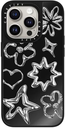 Vista 10 de CASETiFY Mirror - Funda para iPhone 15 Pro Max [reflectante, protección contra caídas de 4.9 pies/compatible con Magsafe] - Lindas impresiones