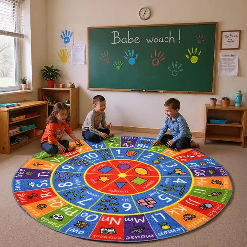 Vista 5 de KC Cubs Alfombra educativa antideslizante con alfabeto, números y formas de 3 x 3 pulgadas, para niños, guardería, aula, sala de juegos, guardería