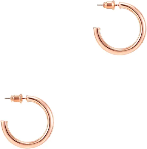 Vista 21 de PAVOI Aretes de aro chapados en oro de 14 quilates para mujer, aretes de aro de oro infinito de 0.079 pulgadas de grosor, aretes de bucle chapados