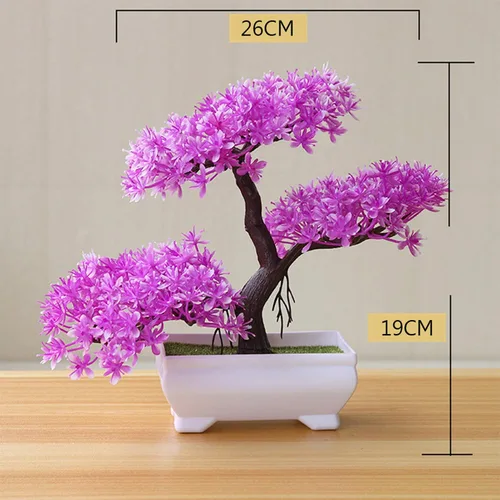 Vista 6 de Árbol bonsái artificial simulación planta en maceta oficina sala de estar decoración del hogar verde