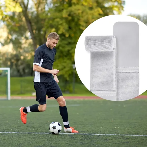 Vista 5 de Vinsot 6 correas de protección de espinilleras de fútbol para adultos jóvenes, soportes para espinilleras, estancias de espinilleras, ligeras