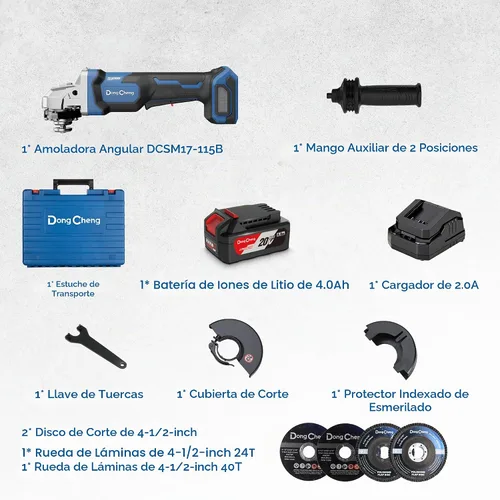 Vista 2 de Dong Cheng Amoladora angular inalámbrica de 20 V 4-1/2 pulgadas, 9000 RPM con interruptor de paleta, herramienta de corte, protección DSC