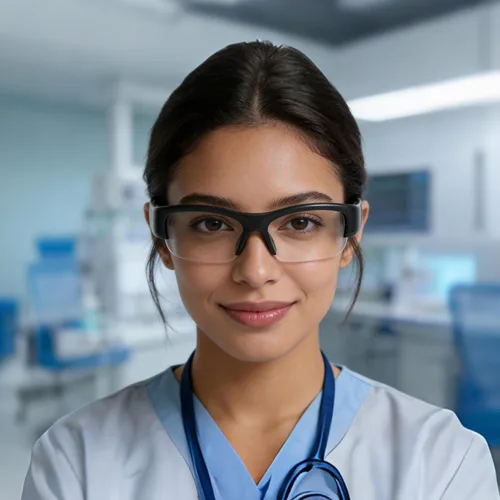 Vista 4 de 5BC gafas de seguridad Bluetooth para trabajo, audio inteligente, gafas con auriculares y micrófono, lente transparente