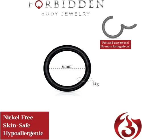 Vista 103 de Forbidden Body Jewelry - Piercing para la nariz de acero quirúrgico 316L con bisagra, 14G, 16G, 18G, diámetro de 15/64, 5/16, 25/64, 15/32 pulgadas