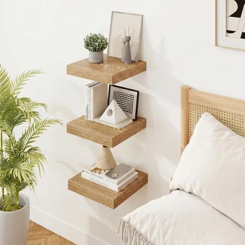 Vista 7 de Marsmiles Estantes flotantes cuadrados para pared, 8 pulgadas de ancho x 8 pulgadas de profundidad x 1.25 pulgadas de alto, paquete de 3 estantes