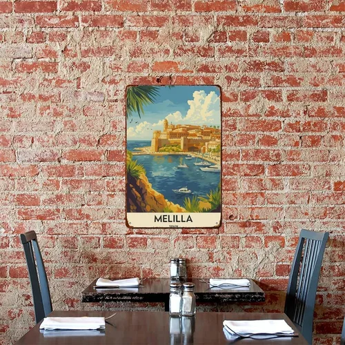 Vista 7 de Melilla, Melilla España, Melilla City - Letreros de metal retro de aluminio para decoración de pared, 8 x 12 pulgadas, para cocina, bar, habitación