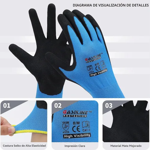 Vista 2 de Gasoline 12 Pairs MicroFoam Nitrile Work Gloves, Touchscreen Breathable Safety Gloves for Warehouse, Mechanic, Sizes S-XXL Azul 12 pares