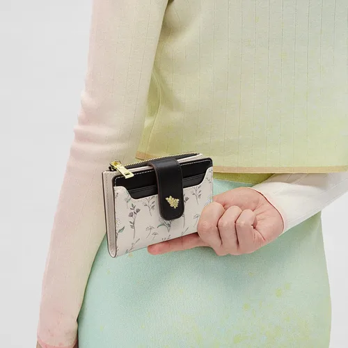 Vista 7 de LJCZKA Billeteras pequeñas para mujer, de piel plegable, con cremallera, bolsillo con cremallera, tarjetero floral, para niñas y mujeres con ventana