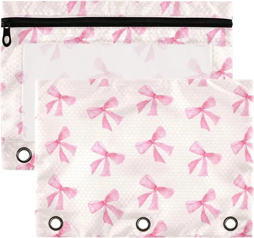 Vista 8 de Baseball Pencil Pouch for 3 Ring Binder，Zippered Pencil Case with Clear Window Organizers Bag 2 Packs