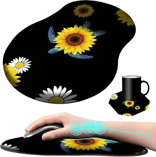 Vista 13 de Alfombrilla de mouse con soporte para muñeca, diseño de mariposa azul, ergonómica, con reposamuñecas para computadora portátil, computadora, hogar