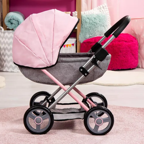 Vista 6 de Bayer Baby Doll Stroller Toy Set with Bag - Pink Carriage for 18 Inch Dolls