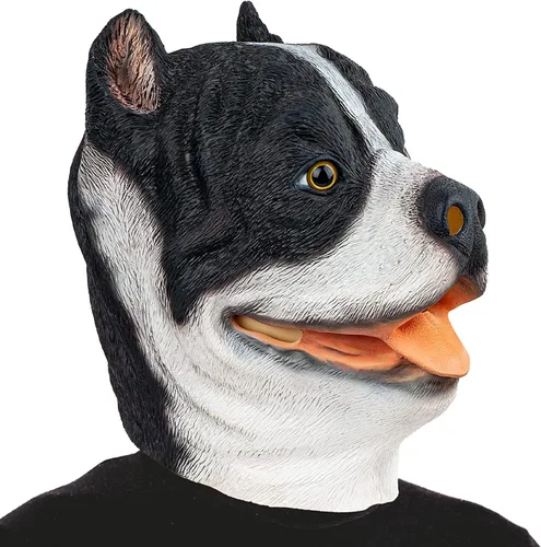 Vista 6 de PartyHop Pitbull - Máscara de látex para perro, máscara de cabeza completa, disfraz para fiesta de disfraces de Halloween