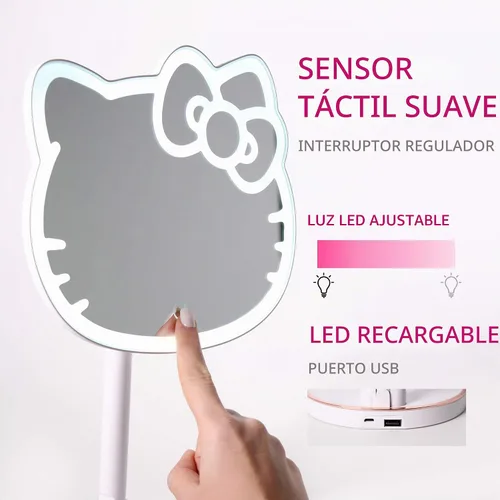 Vista 5 de Impressions Vanity Hello Kitty - Espejo de maquillaje de montaje en mesa LED, inalámbrico, con rotación de 360 grados, espejo de escritorio