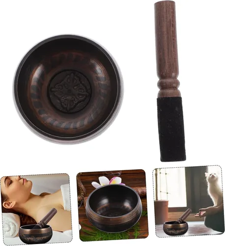 Vista 3 de SUPVOX 1 Unidades Buda Sound Bowl Budista Bowl Music Sound Bowl Alms Bowls Yoga Sets Crystal Sets Meditation Bowl Copper Singing Bowl Meditación