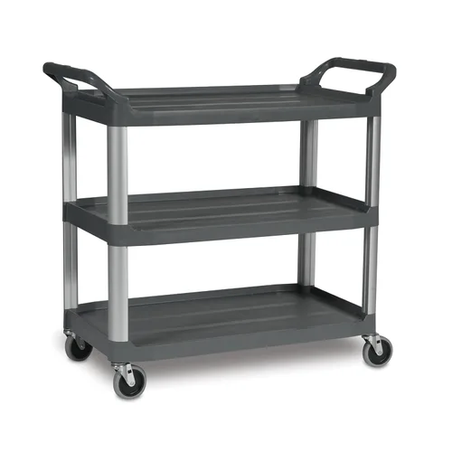 Vista 12 de Rubbermaid Commercial Products Carrito Rodante de Servicio/Utilitario/de Empuje de Servicio Pesado de 3 Estantes, Capacidad de 200 libras, Negro
