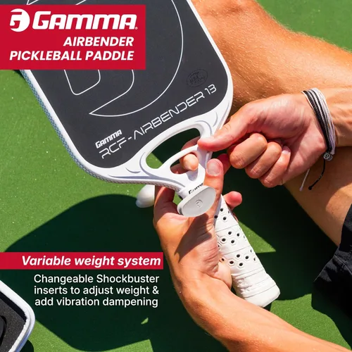 Vista 4 de GAMMA RCF Airbender - Paleta de pickleball, fibra de carbono cruda, sistema de peso de mango personalizable y garganta abierta aerodinámica
