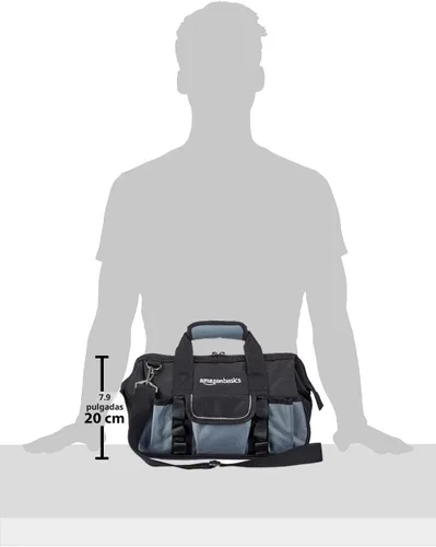 Vista 6 de Amazon Basics Base duradera resistente al desgaste, bolsa estándar pequeña con correa, 12 pulgadas, negro y gris