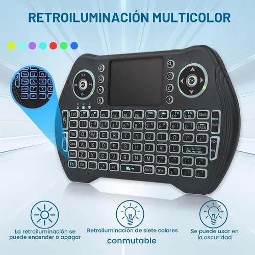 Vista 3 de EASYTONE Mini teclado inalámbrico retroiluminado con panel táctil y mouse combinado con batería recargable de iones de litio teclas multimedia