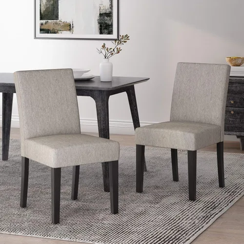 Vista 2 de Christopher Knight Home Boling - Silla de comedor tapizada contemporánea (juego de 2), gris claro + marrón oscuro