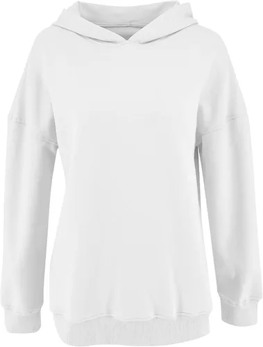 Vista 4 de PRETTODAY Sudadera con capucha de gran tamaño para mujer, sudadera casual de manga larga, color liso, suelta