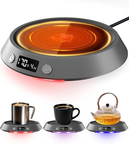 Vista 10 de Kepwam Calentador de Taza de Café – Calentador de Café Eléctrico de 55W para Escritorio, 3 Configuraciones de Temperatura y Temporizador de 2-9