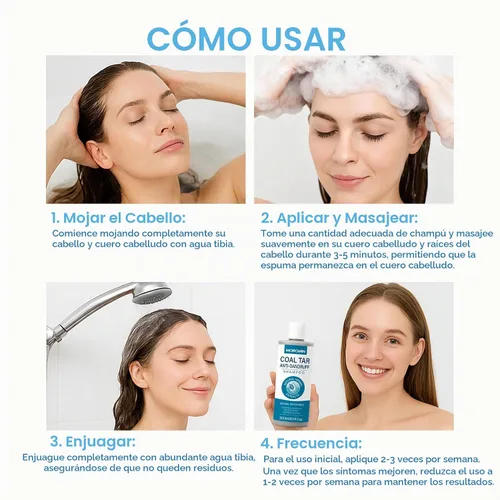 Vista 6 de Morovan Champú para la caspa de alquitrán de hullo: 2% Extracto de alquitrán de carbón para caspa severa, psoriasis y picazón en el cuero cabelludo