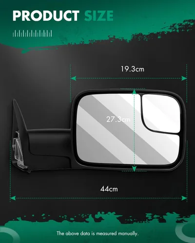 Vista 3 de SCITOO Espejos de remolque compatibles con Ram 2500 3500 1994-2002 con soportes de soporte 1994-2001 para Dodge For Ram 1500 Manual negro lateral