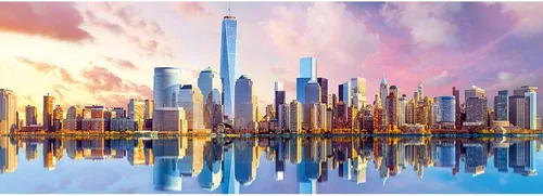 Vista 2 de Trefl Panorama Manhattan - Rompecabezas de 1000 piezas, color rojo, 38 x 13 pulgadas, estampado, rompecabezas de bricolaje, diversión creativa