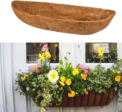 Vista 5 de Trough Coco - Forro de fibra de coco, revestimiento de coco, para ventana, maceta, macetero de coco para jardín, maceta, macetas de flores, cestas