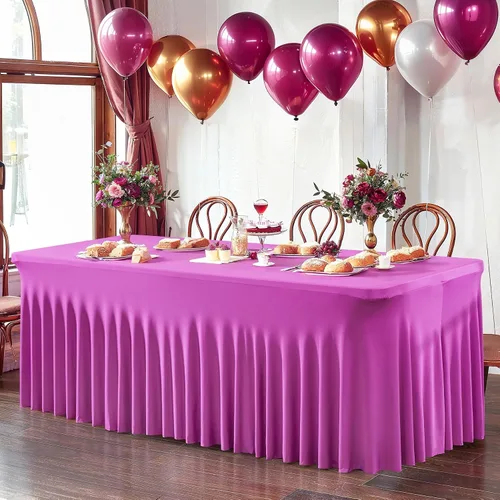 Vista 25 de PARTISKY - Mantel de elastano negro para mesas rectangulares de 4 pies, cubierta de mesa elástica para mesas plegables, bodas, fiestas, banquetes