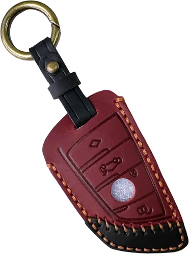 Vista 6 de Funda de llave de cuero genuino para BMW Serie 1 3 4 5 7 X1 X3 X4 X5 X6 X7 330i 530i 540i 730i 2018-2023, accesorios para estuche de llave Negro