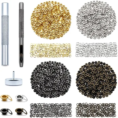 Vista 9 de SEMINI Kit de 800 ojales Gronmets de 0.138 in con 3 piezas de herramientas de instalación para zapatos, ropa, bolsa de manualidades, 4